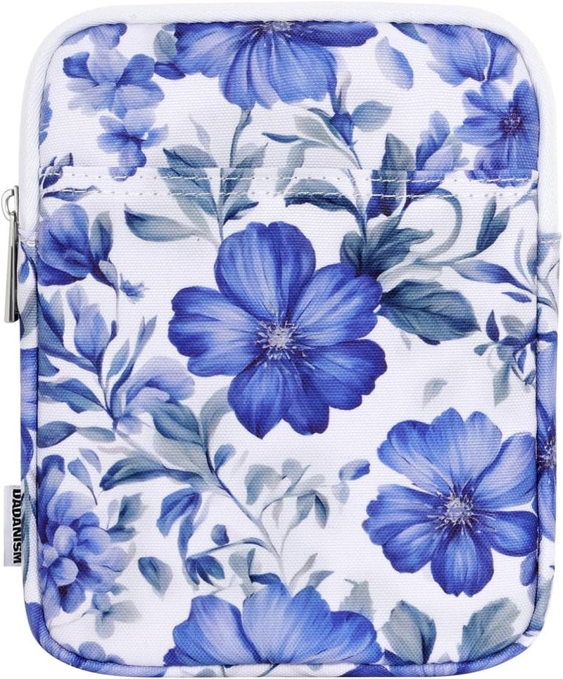 Dadanism 6-7 Inch Universal Padded Sleeve for 7" Colorsoft Signature Edition eReader 2024 and 6" eReader Book, Protective Sleeve Pouch Bag Carrying Case for Kobo E-Reader, Blue Flower - Image 1